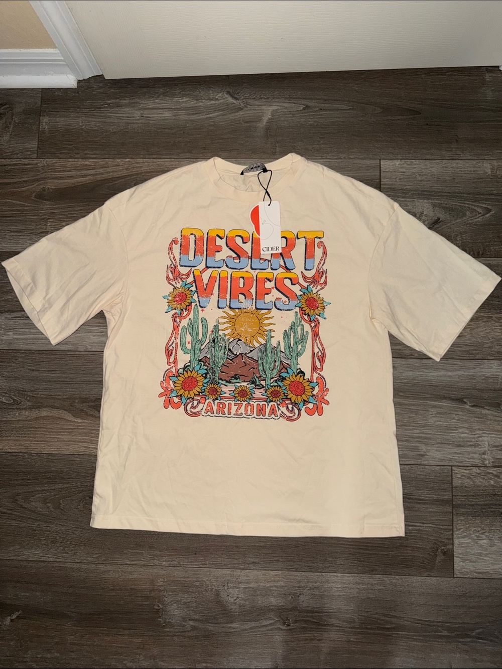 Cider Desert Vibes Graphic Tee - Cream with Orange, Yellow, Green